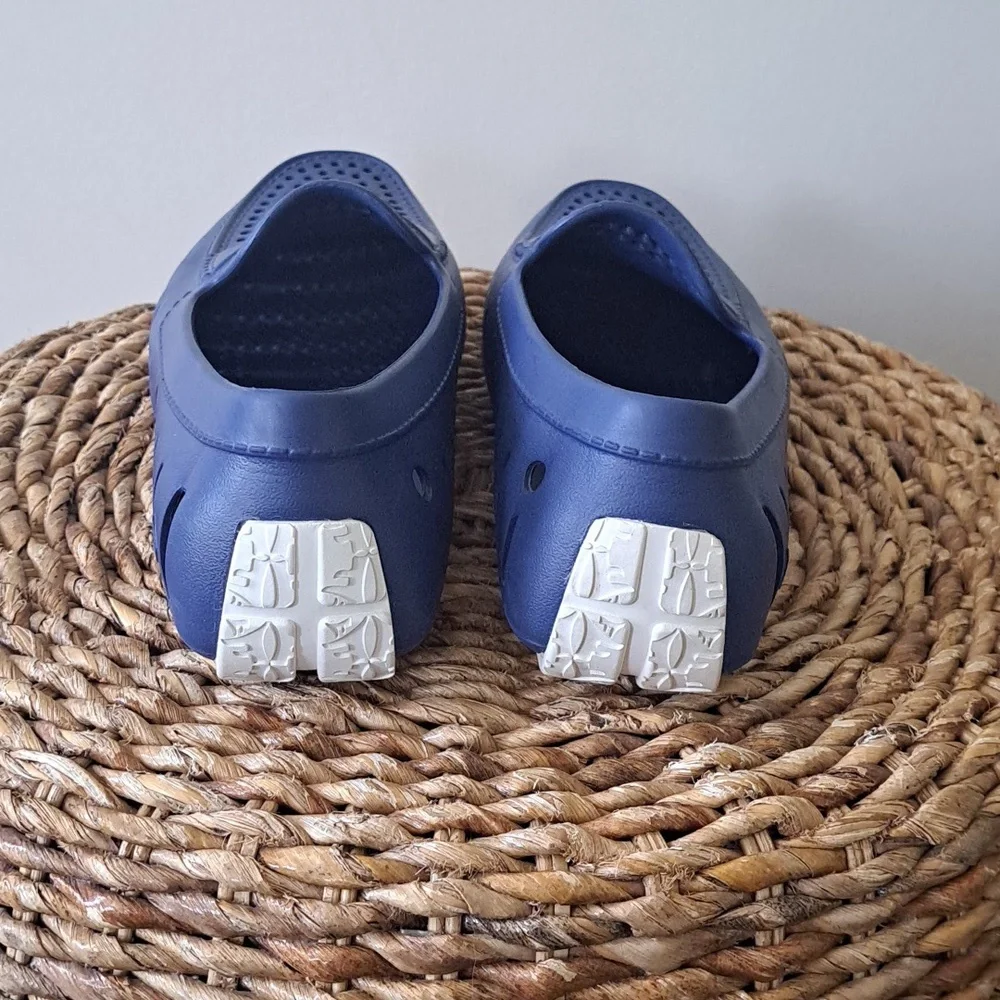 Floafers‎ Mens Blue Perforated Rubber Driving Loafers White Soles Size 11